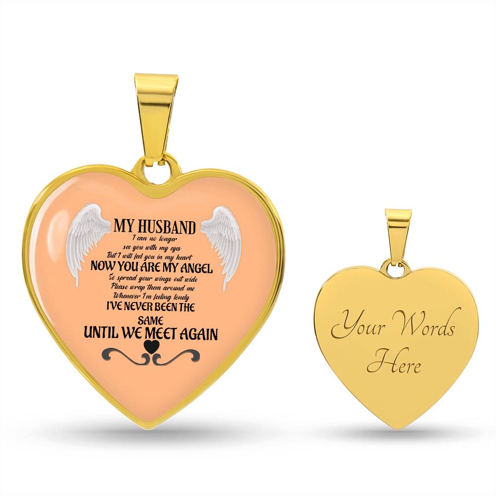 Luxury Heart pendant Necklace My Husband until we meet again by ShineOn Fulfillment