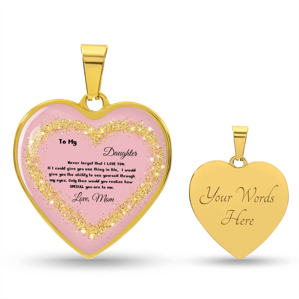 Luxury Heart Pendant Necklace – To My Daughter, Love Mom | Personalized Jewelry Gift by ShineOn Fulfillment