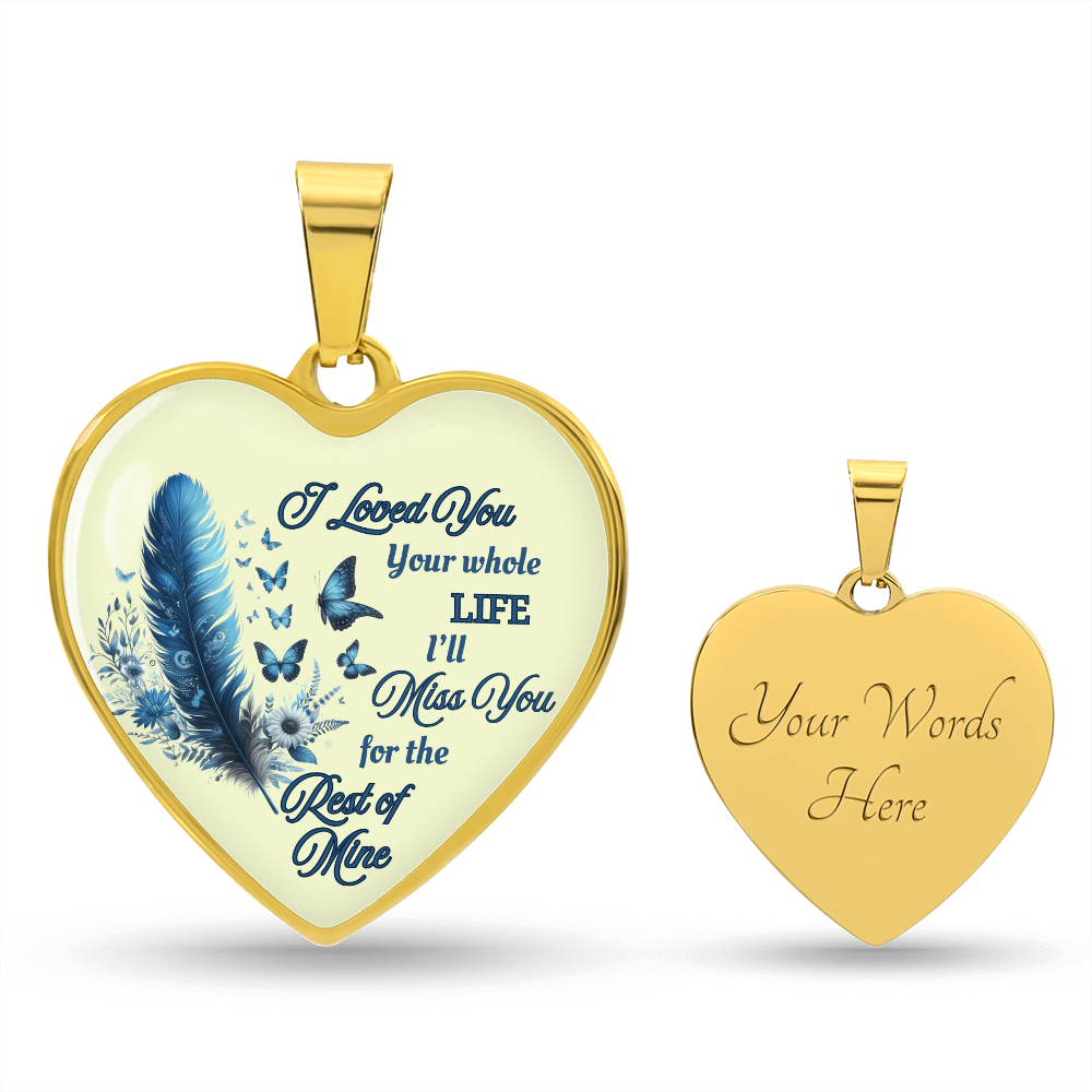 Necklace Memorial Blue Feather Heart Pendant Sympathy Gift for Loss "I Loved You Your Whole Life" by ShineOn Fulfillment