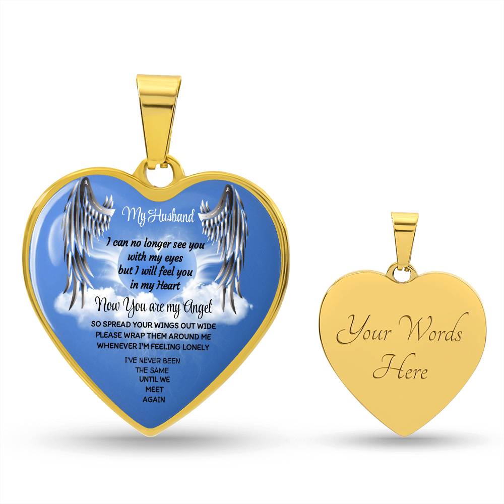 Luxury Heart pendant Necklace My Husband now you are my Angel by ShineOn Fulfillment