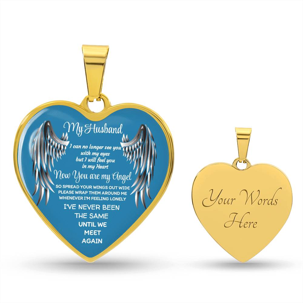 Luxury Heart pendant Necklace my Husband now you are my Angel by ShineOn Fulfillment