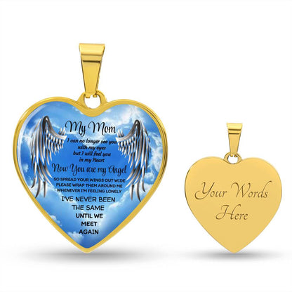 Luxury Heart pendant Necklace my Mom now you are my Angel by ShineOn Fulfillment