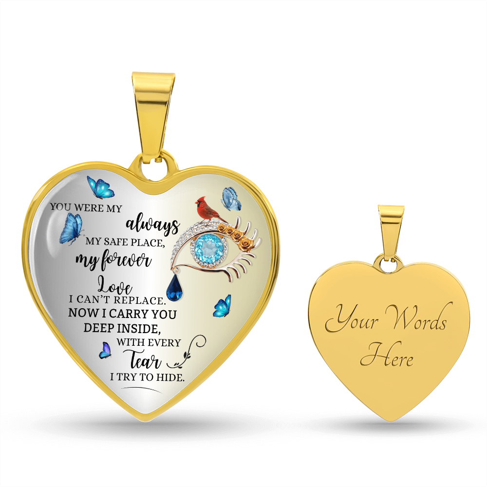 Forever Love Necklace for Wife, Husband Memorial Gift, Loss of Husband Jewelry, Sympathy Heart Pendant, In Loving Memory Keepsake