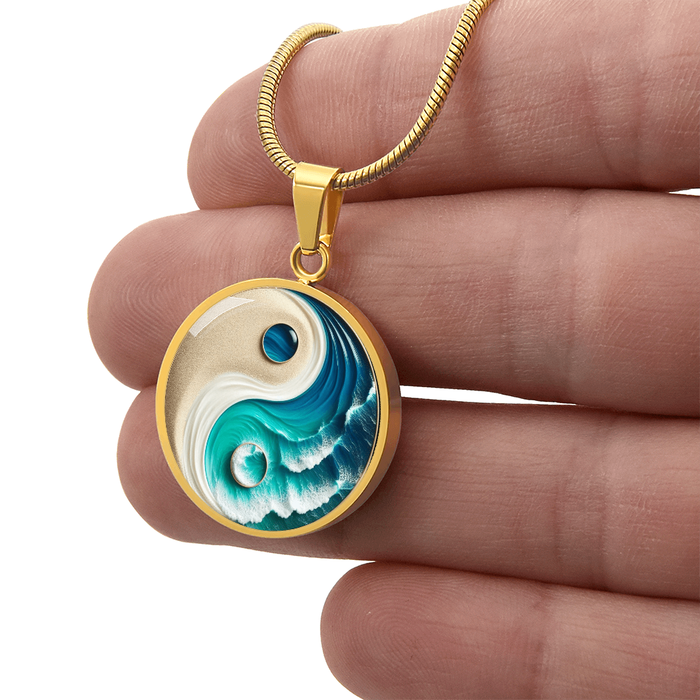 Turquoise Yin Yang Personalized Zen Pendant Necklace