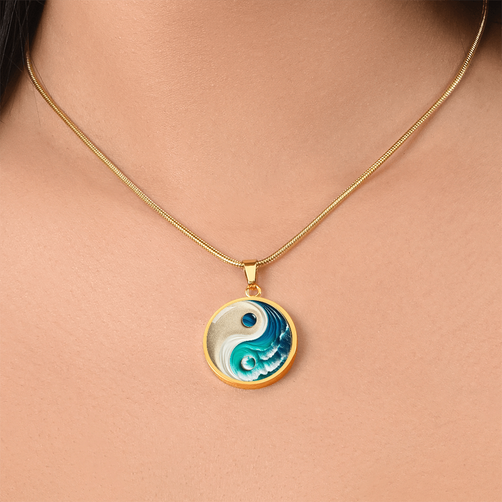 Turquoise Yin Yang Personalized Zen Pendant Necklace