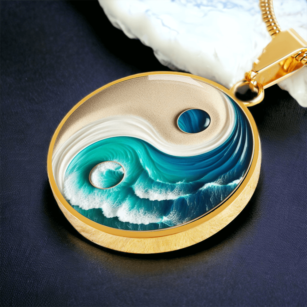 Turquoise Yin Yang Personalized Zen Pendant Necklace