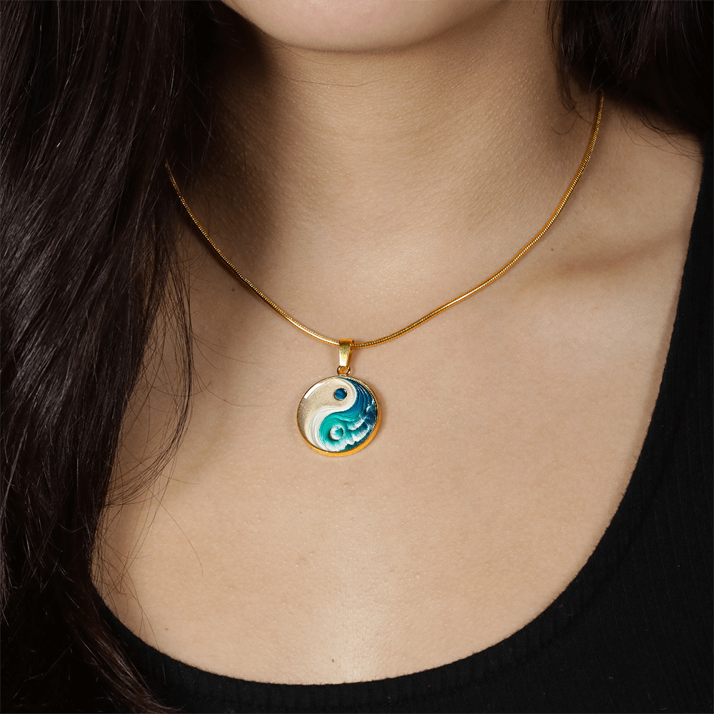 Turquoise Yin Yang Personalized Zen Pendant Necklace