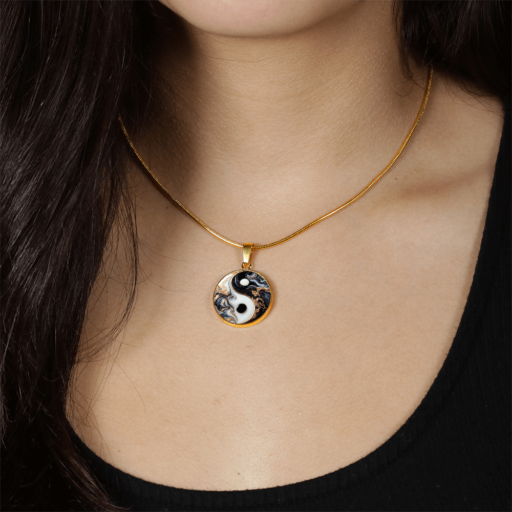 Luxury Yin Yang Circle Necklace – Modern Minimalist Pendant for Her | Designer Jewelry Gift by ShineOn Fulfillment
