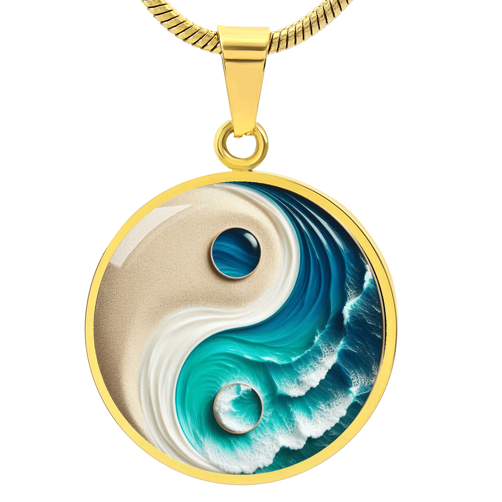 Turquoise Yin Yang Personalized Zen Pendant Necklace