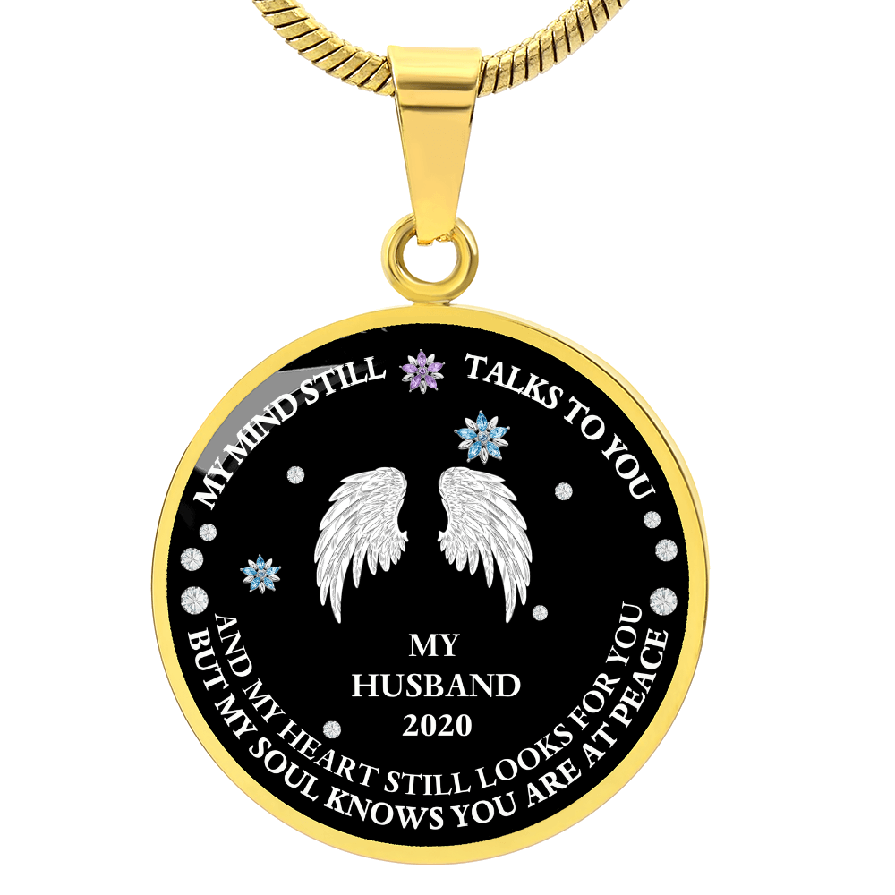 Angel Wings Memorial Necklace for Husband Loss, Sympathy Jewelry for Wife, Remembrance Keepsake