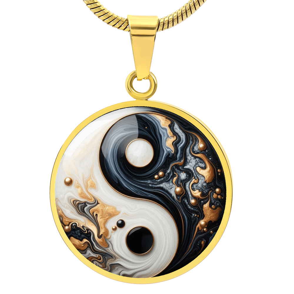 Luxury Modern Yin Yang Granite Pendant Necklace
