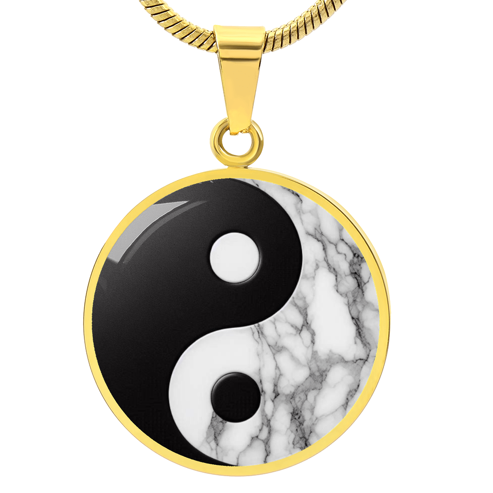 Yin Yang Marble Circle Pendant Necklace ShineOn Fulfillment