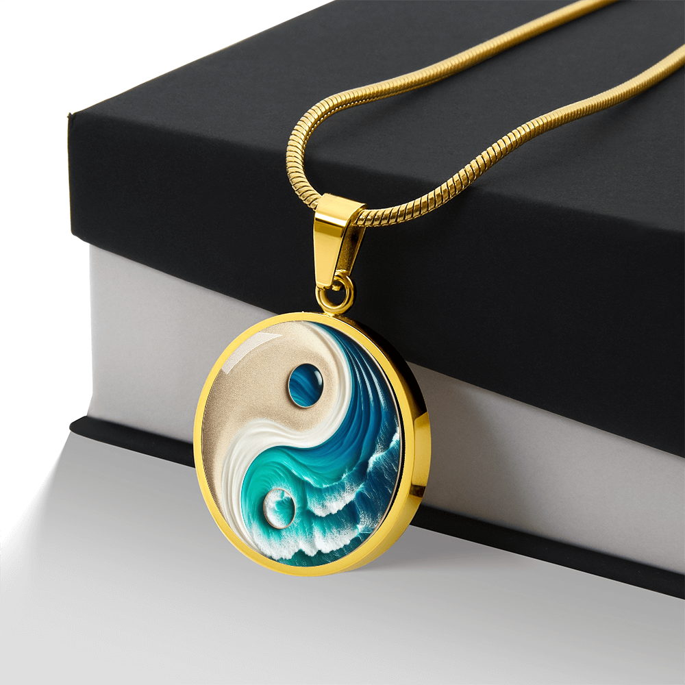 Turquoise Yin Yang Personalized Zen Pendant Necklace