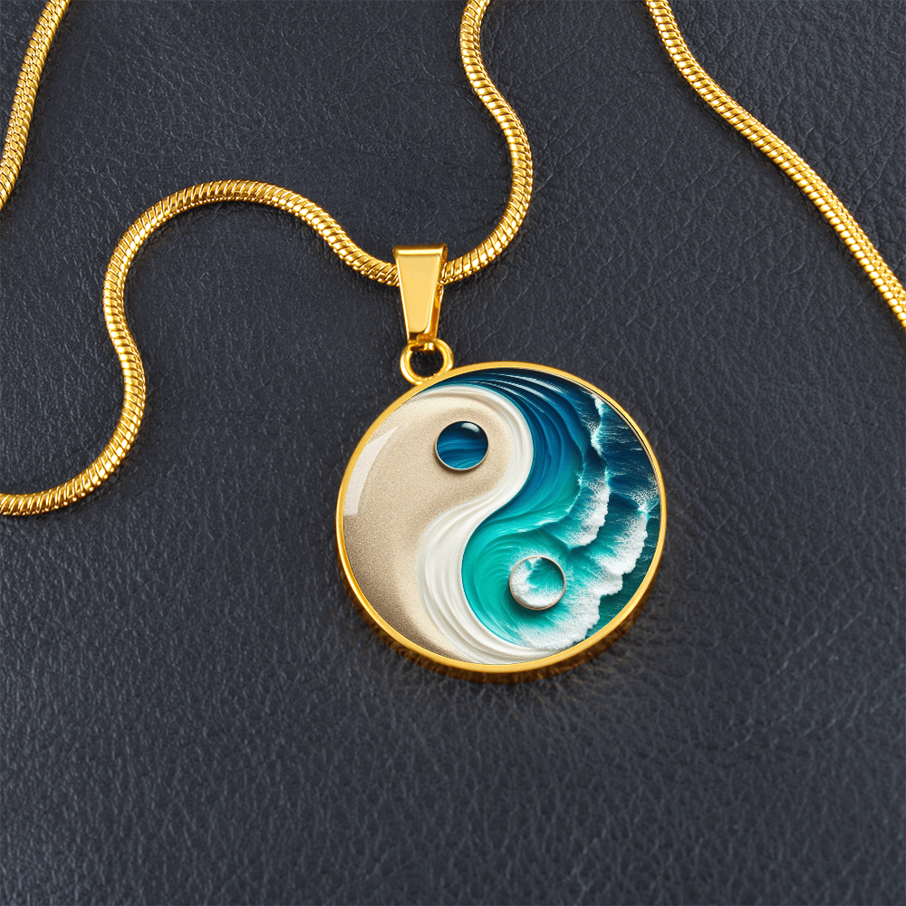 Turquoise Yin Yang Personalized Zen Pendant Necklace