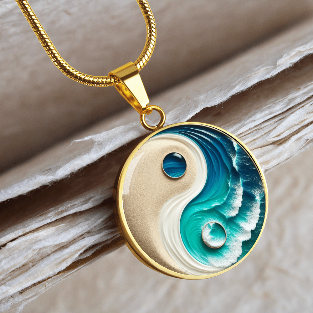 Turquoise Yin Yang Personalized Zen Pendant Necklace