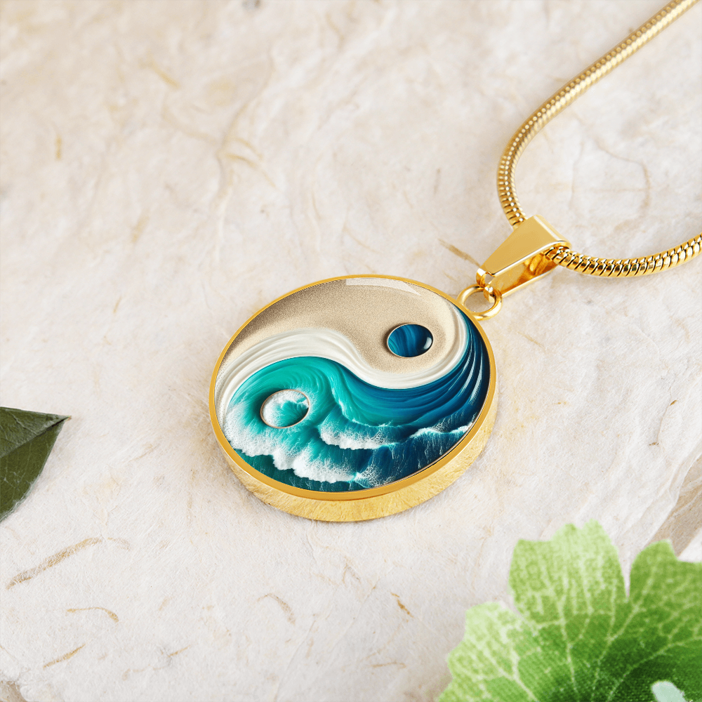 Turquoise Yin Yang Personalized Zen Pendant Necklace