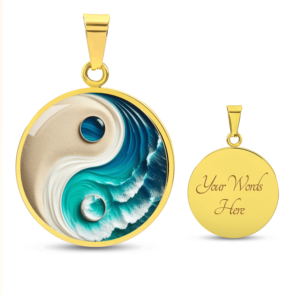 Turquoise Yin Yang Personalized Zen Pendant Necklace