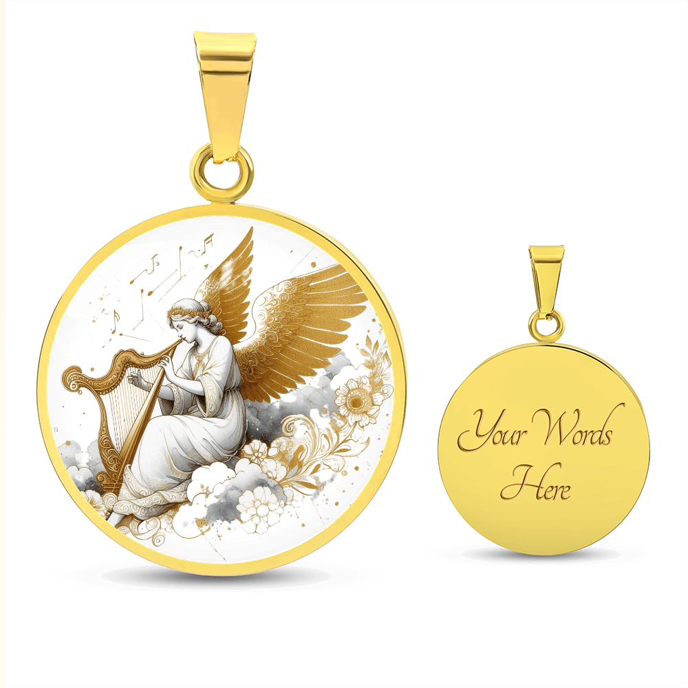Luxury Angel Harp Circle Necklace – Elegant Graphic Jewelry Gift by ShineOn Fulfillment