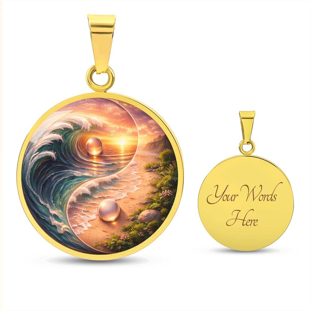 Yin Yang Sun & Sea Circle Pendant Necklace ShineOn Fulfillment