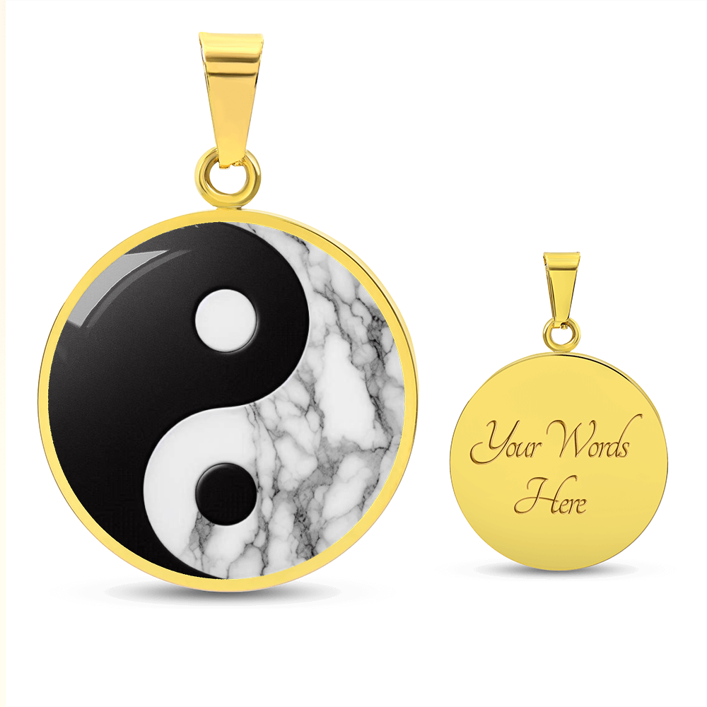 Yin Yang Marble Circle Pendant Necklace ShineOn Fulfillment