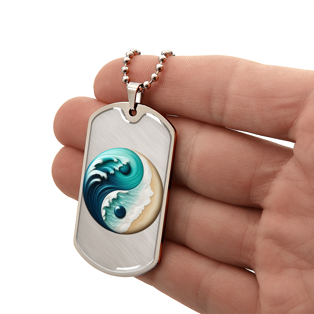 Yin Yang Tag Necklace Turquoise Nature-Inspired Zen Jewelry – Spiritual Gift for Him Mindfulness & Balance Symbol Pendant by ShineOn Fulfillment