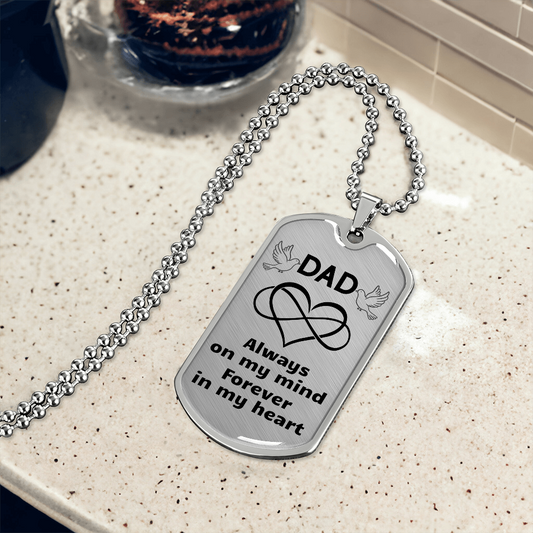 Dad Memorial Tag Necklace – Remembrance Sympathy Gift for Loss of Father