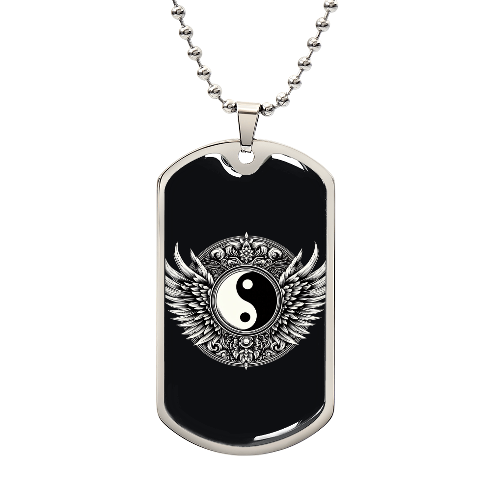 Luxury Graphic Tag Necklace Blacka and White Yin Yang by ShineOn Fulfillment