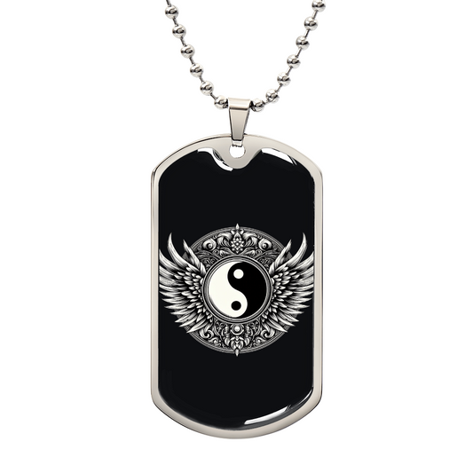 Luxury Graphic Tag Necklace Blacka and White Yin Yang by ShineOn Fulfillment