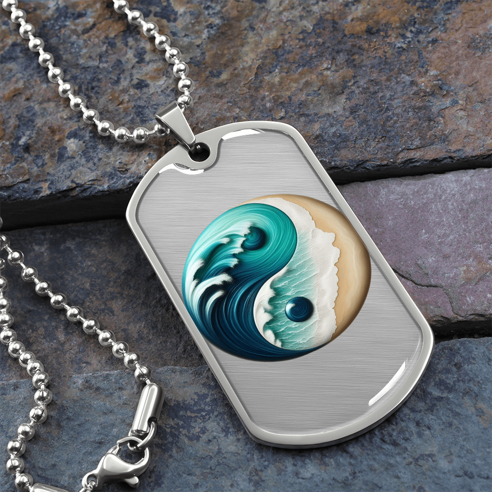 Yin Yang Tag Necklace Turquoise Nature-Inspired Zen Jewelry – Spiritual Gift for Him Mindfulness & Balance Symbol Pendant by ShineOn Fulfillment