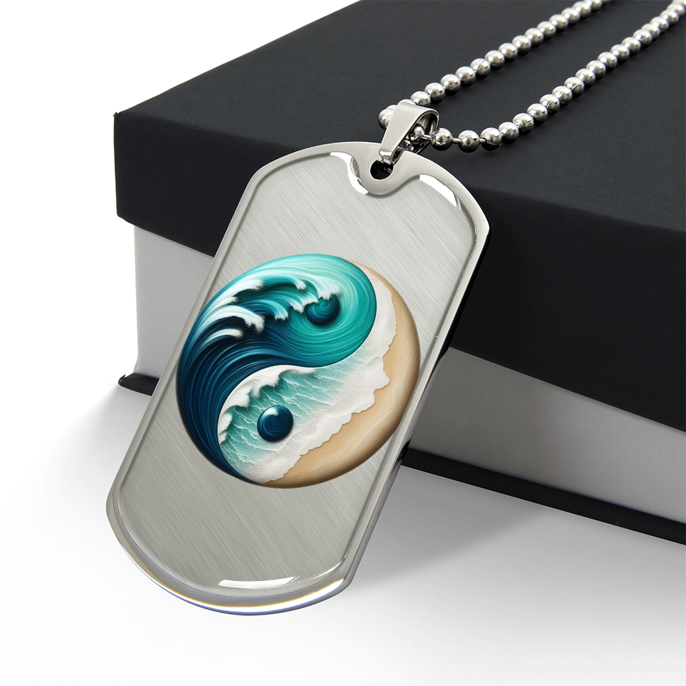 Yin Yang Tag Necklace Turquoise Nature-Inspired Zen Jewelry – Spiritual Gift for Him Mindfulness & Balance Symbol Pendant by ShineOn Fulfillment