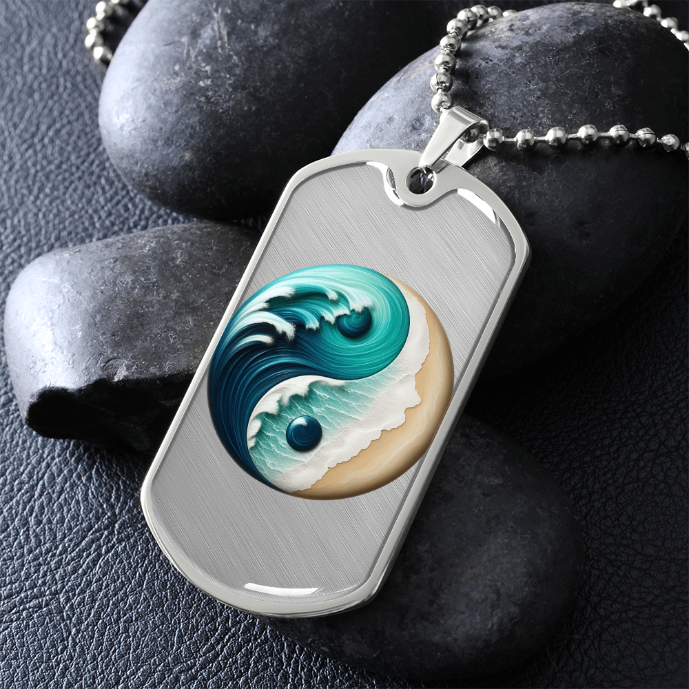 Yin Yang Tag Necklace Turquoise Nature-Inspired Zen Jewelry – Spiritual Gift for Him Mindfulness & Balance Symbol Pendant by ShineOn Fulfillment