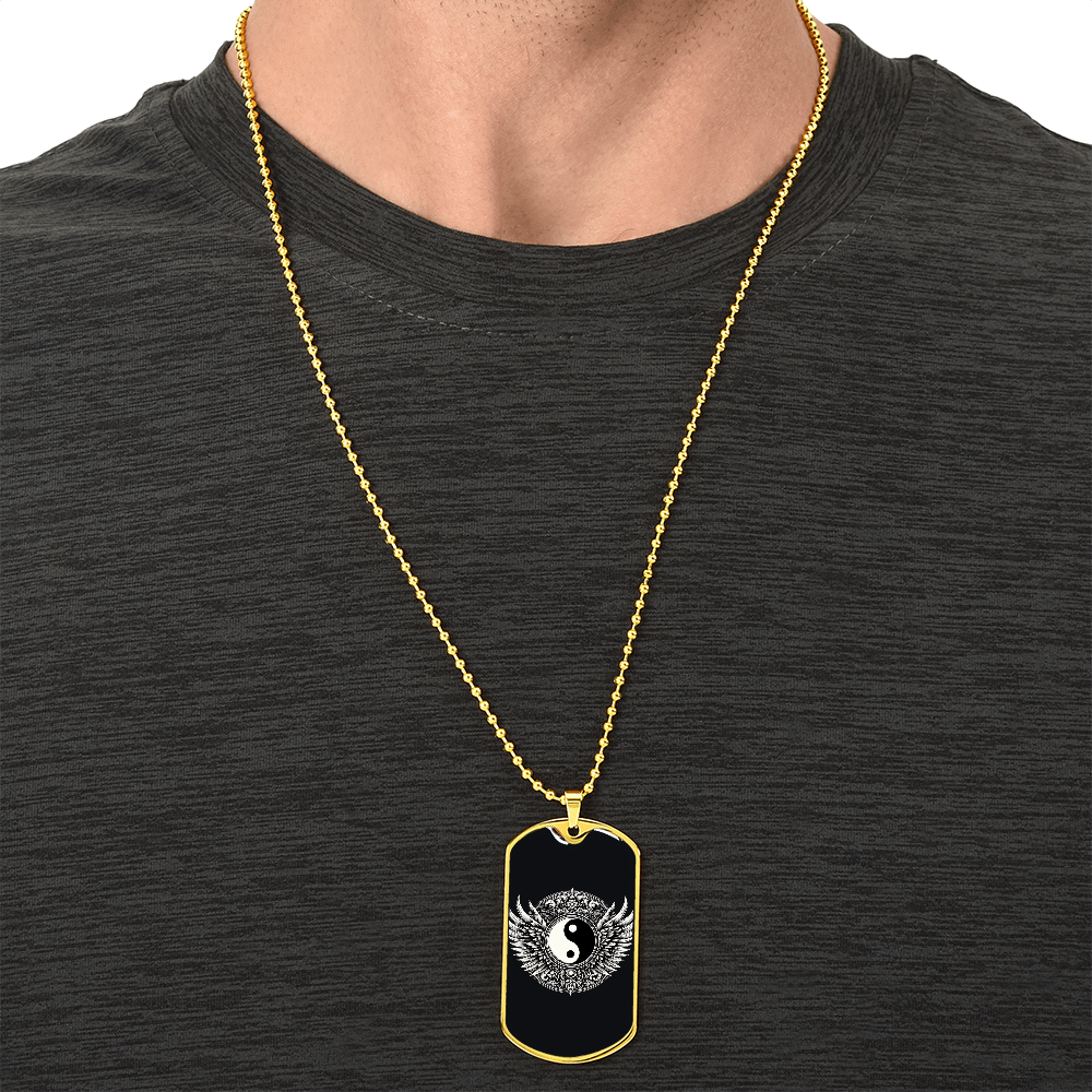 Luxury Graphic Tag Necklace Blacka and White Yin Yang by ShineOn Fulfillment
