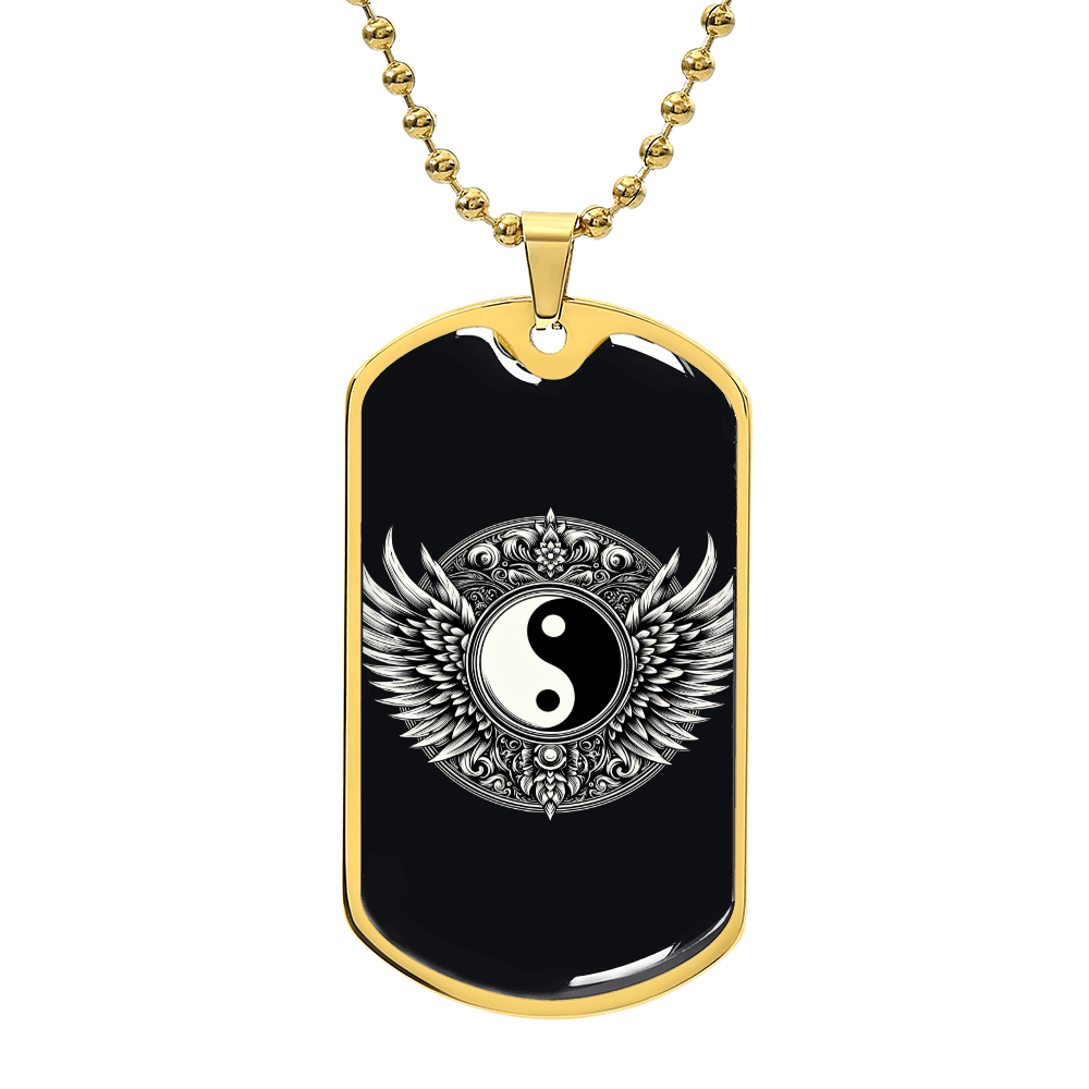 Luxury Graphic Tag Necklace Blacka and White Yin Yang by ShineOn Fulfillment