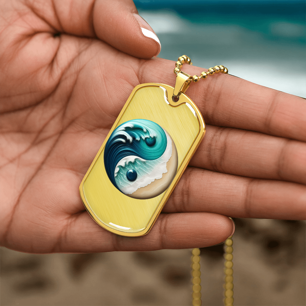 Yin Yang Tag Necklace Turquoise Nature-Inspired Zen Jewelry – Spiritual Gift for Him Mindfulness & Balance Symbol Pendant by ShineOn Fulfillment