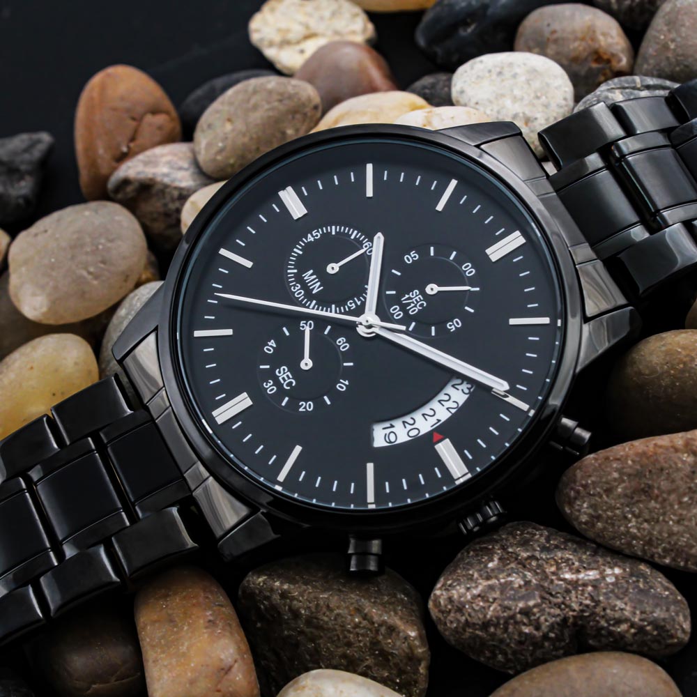 Black Chronograph Watch with Engraving To my Son, love Dad ShineOn Fulfillment