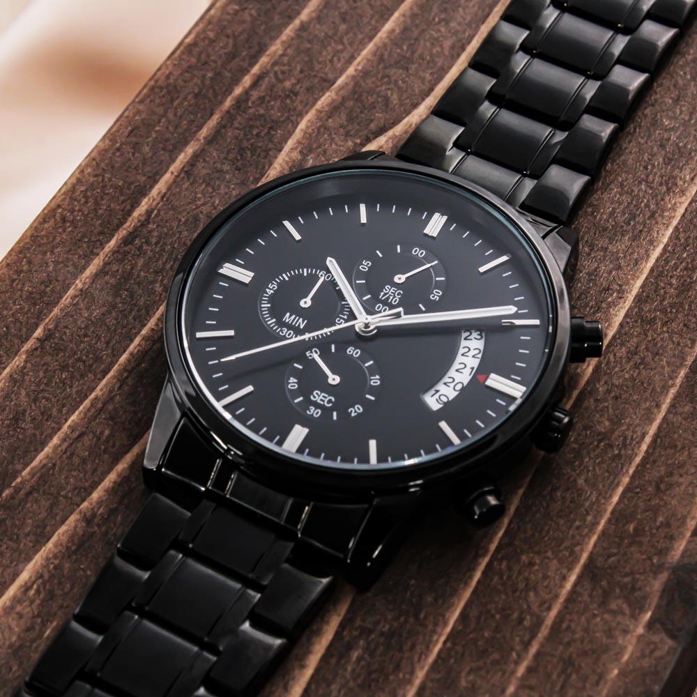 Black Chronograph Watch with Engraving To my Son, love Dad ShineOn Fulfillment