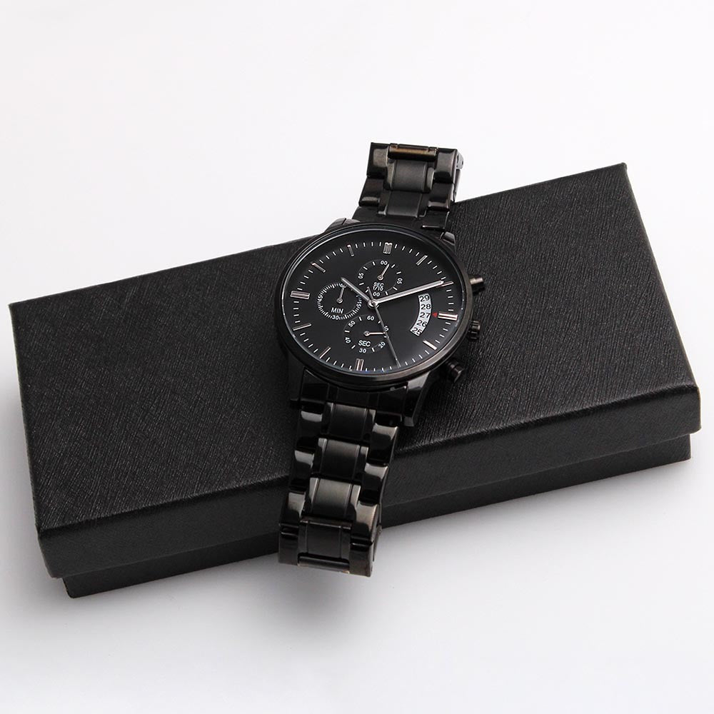 Engraved Black Chronograph Watch for Son from Mom ShineOn Fulfillment