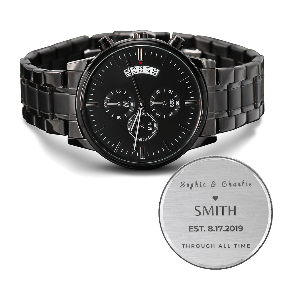 Custom Engraved Watch for Men, Personalized Gift with Message on Back, Anniversary Gift for Husband, Groom, Dad | Wedding, Birthday Keepsake