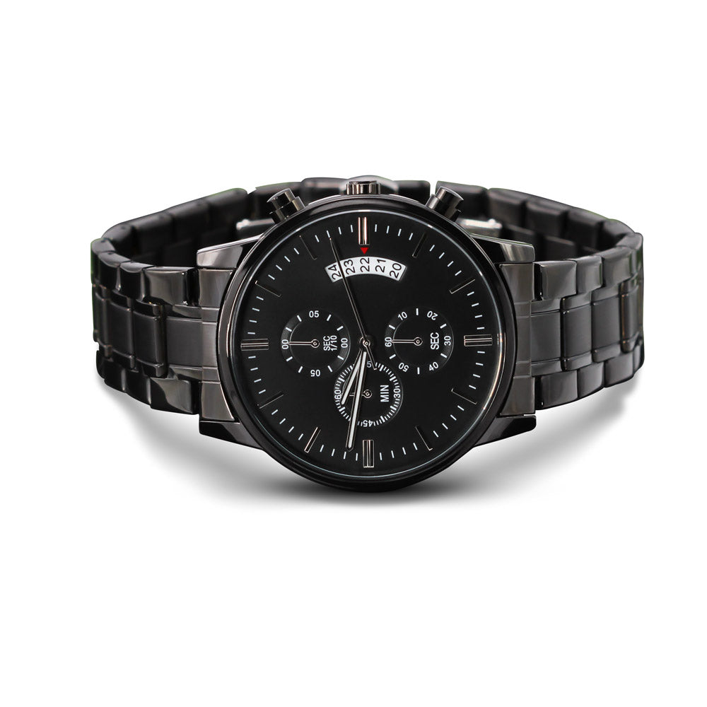 Black Chronograph Watch with Engraving Every second with you matters, personalized