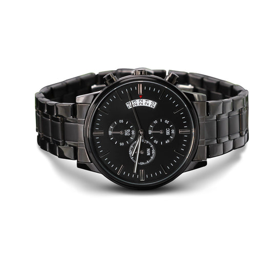 Black Chronograph Watch with Buyer Upload