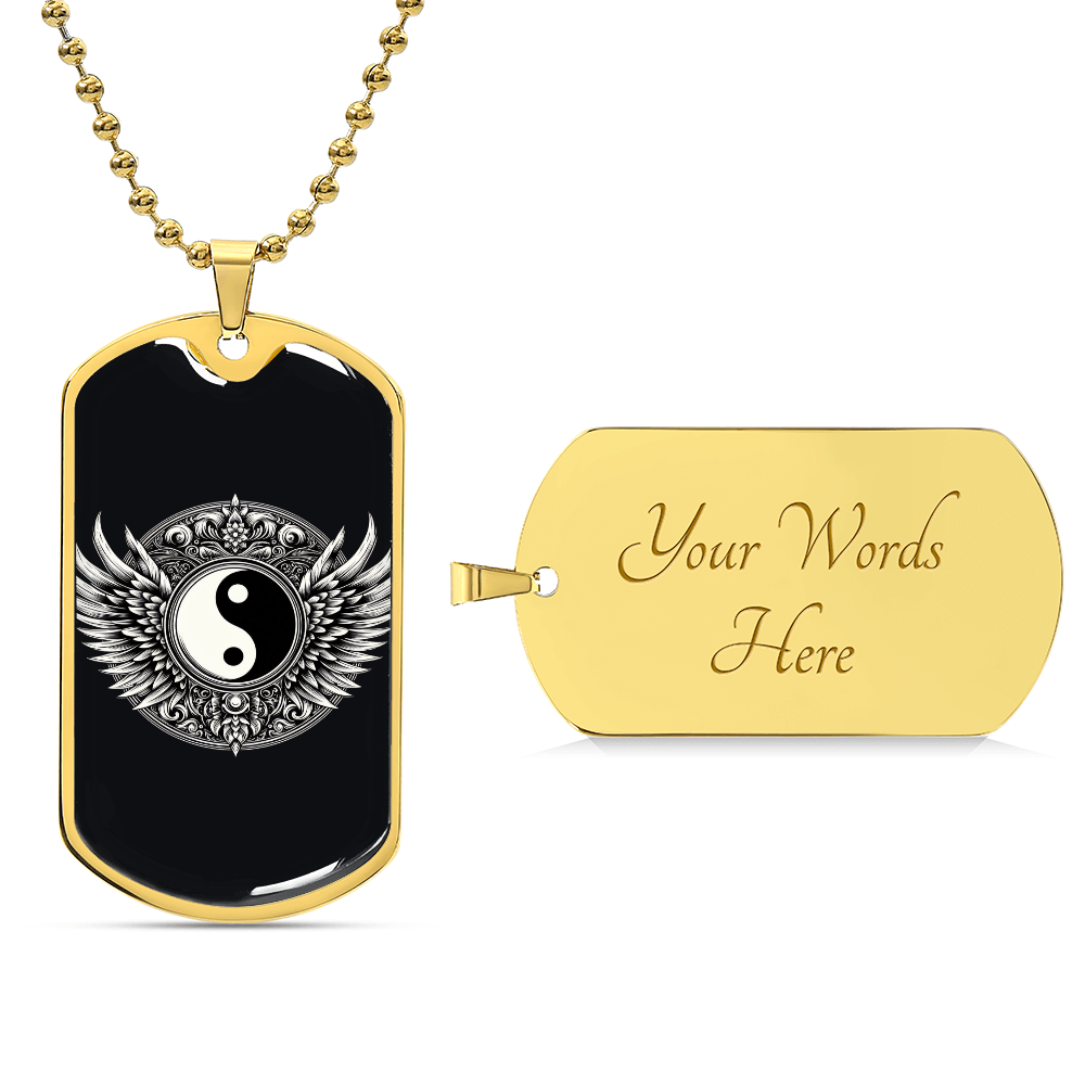Luxury Graphic Tag Necklace Blacka and White Yin Yang by ShineOn Fulfillment