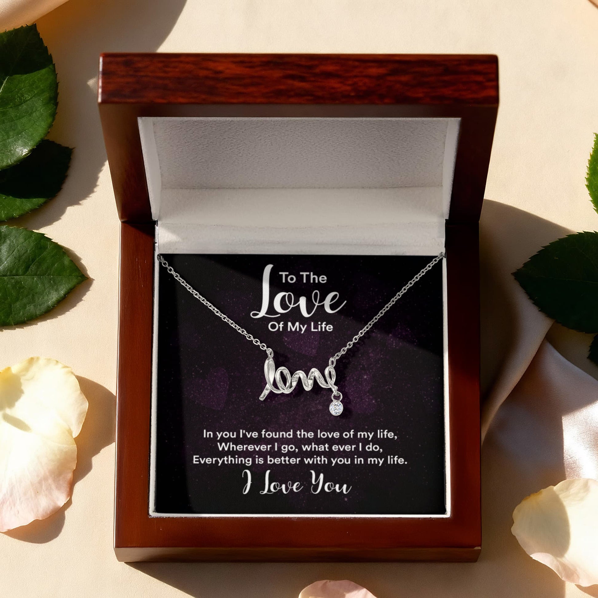 Scripted Love Heart Pendant Necklace ShineOn Fulfillment