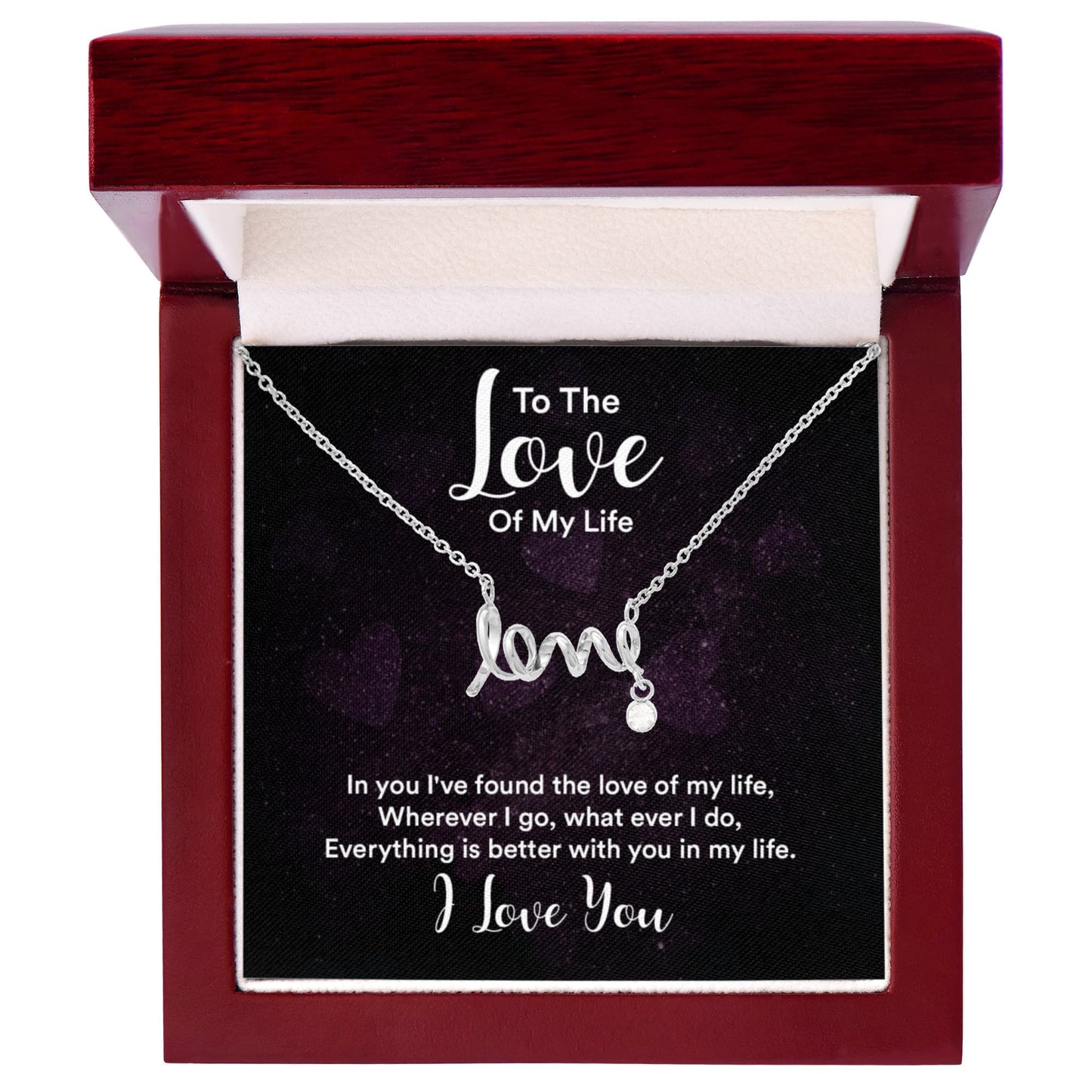 Scripted Love Heart Pendant Necklace ShineOn Fulfillment