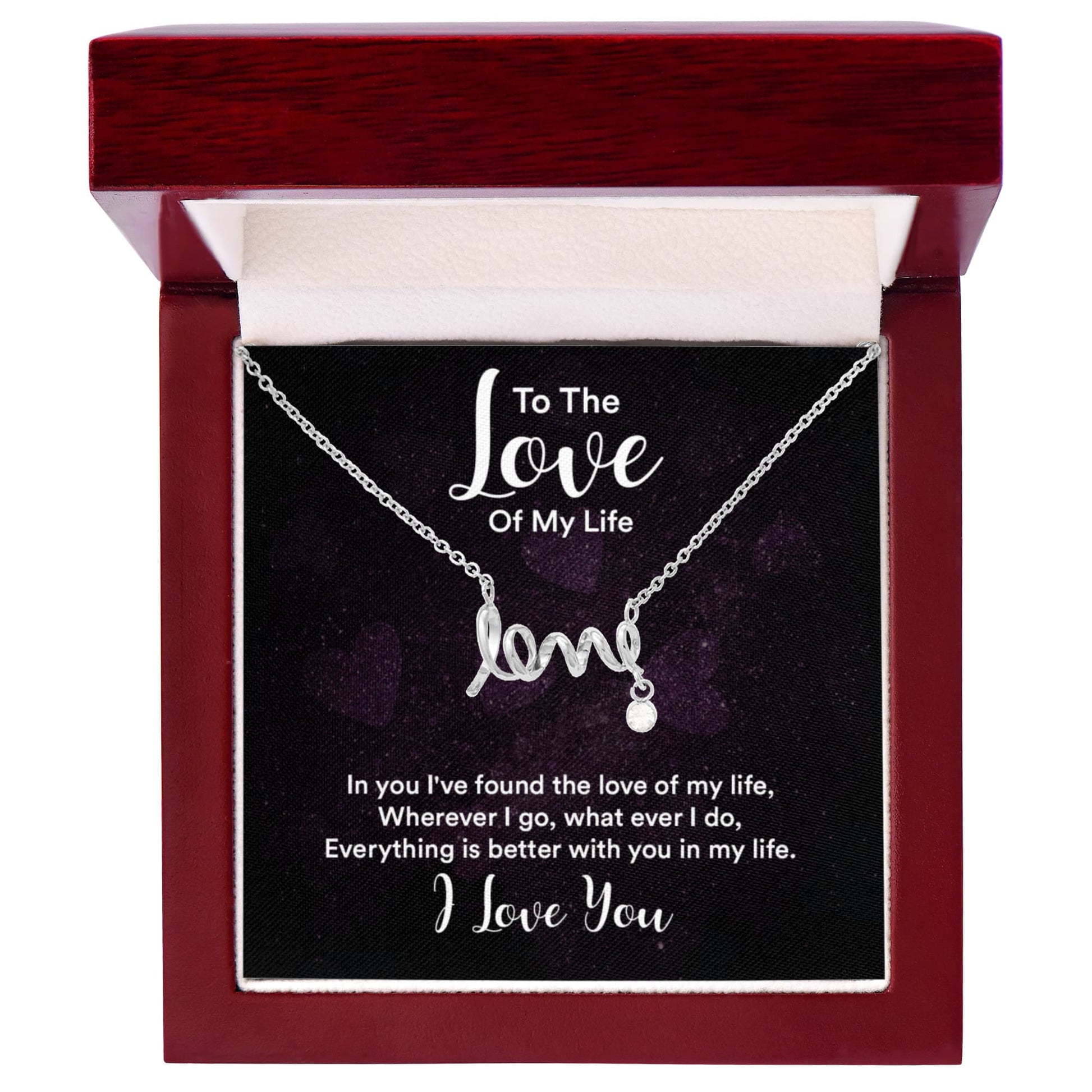 Scripted Love Heart Pendant Necklace ShineOn Fulfillment