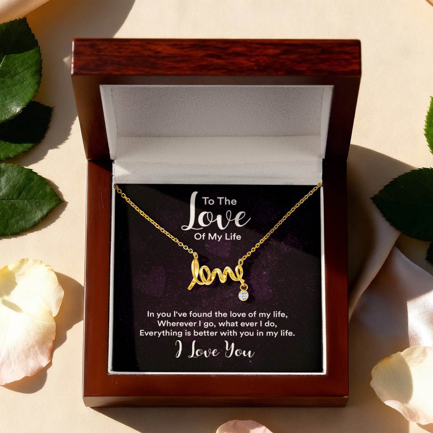 Scripted Love Heart Pendant Necklace ShineOn Fulfillment