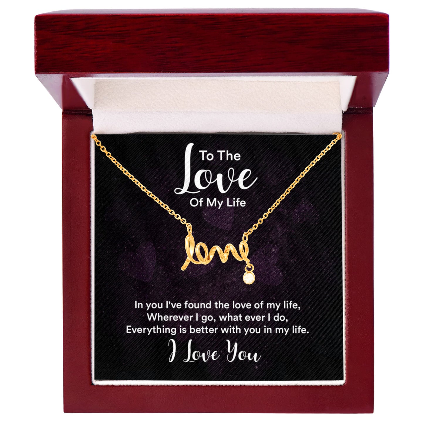 Scripted Love Heart Pendant Necklace ShineOn Fulfillment
