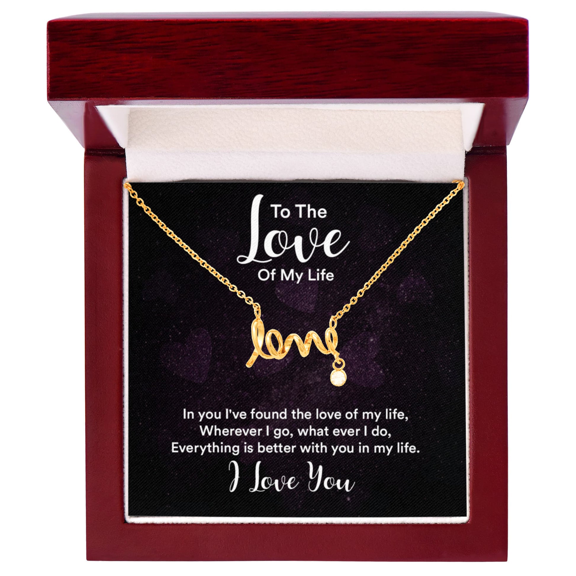Scripted Love Heart Pendant Necklace ShineOn Fulfillment