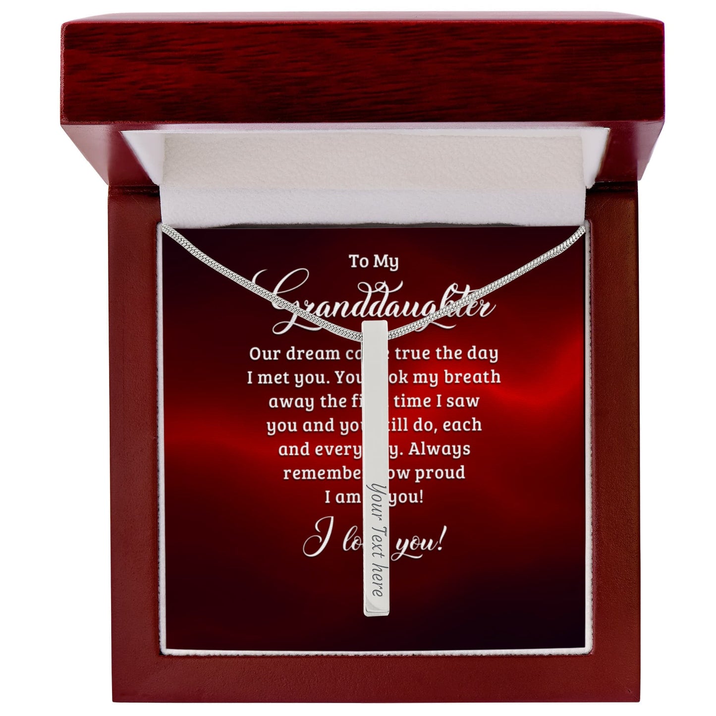 To My Granddaughter Engraved Stick Necklace ShineOn Fulfillment