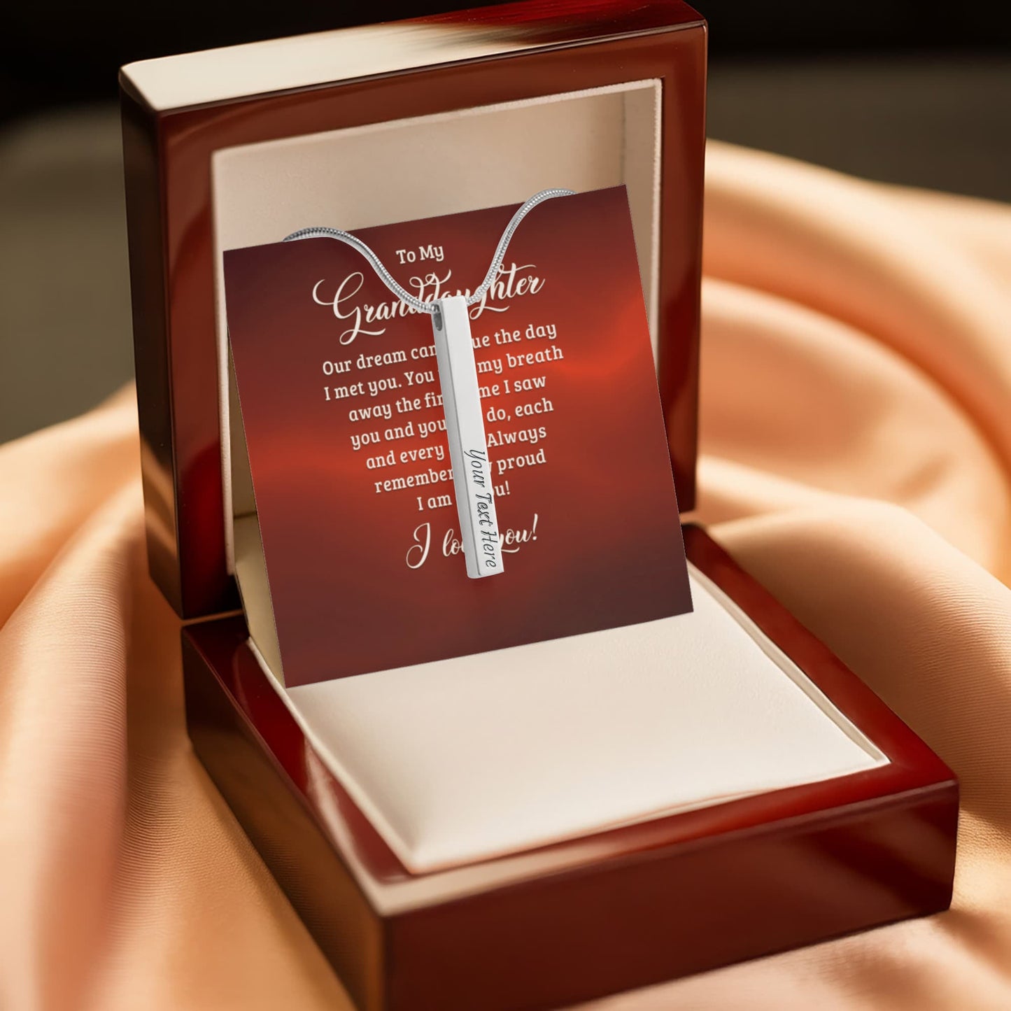 To My Granddaughter Engraved Stick Necklace ShineOn Fulfillment