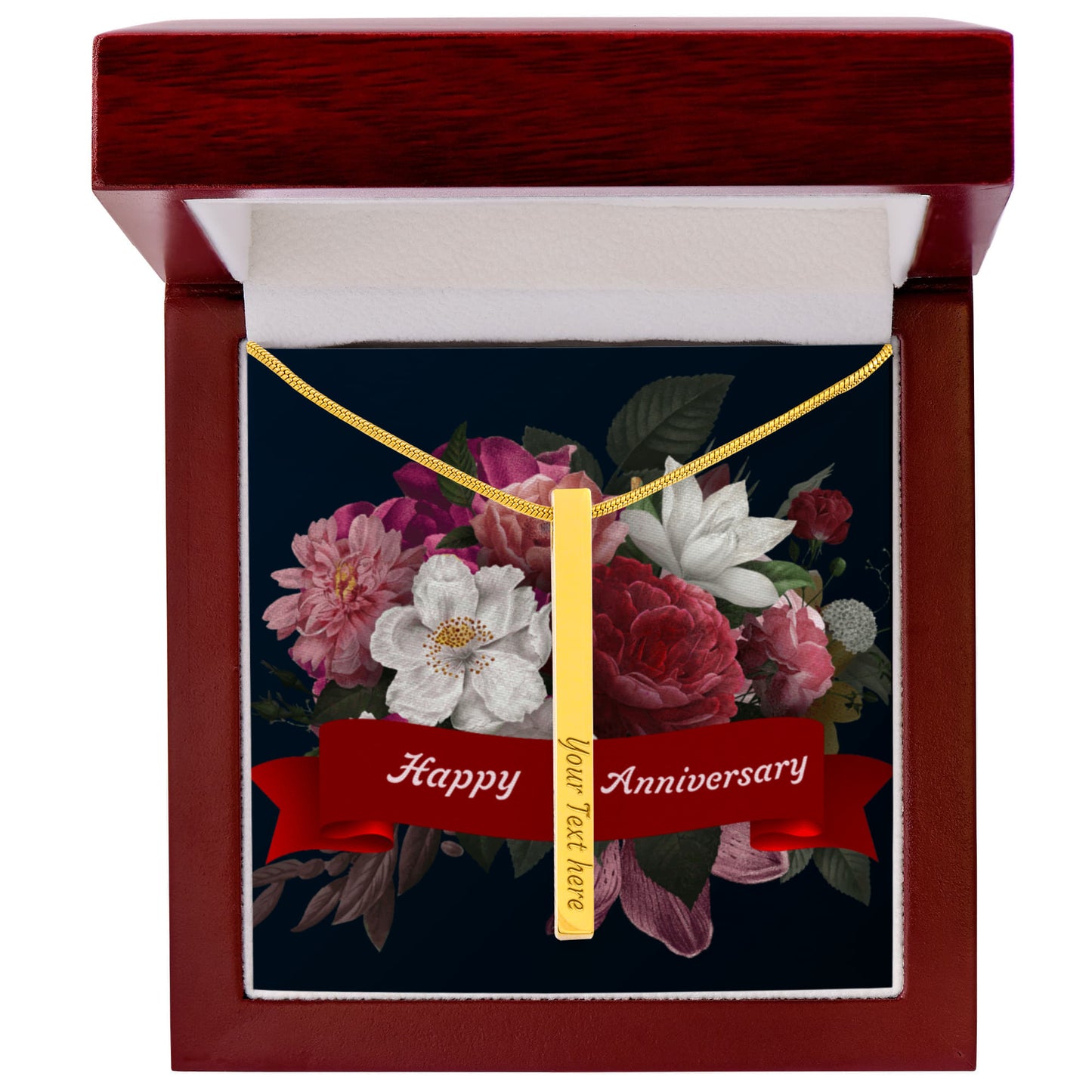 Happy Anniversary – Engraved 4-Sided Stick Necklace | Personalized Romantic Gift by ShineOn Fulfillment